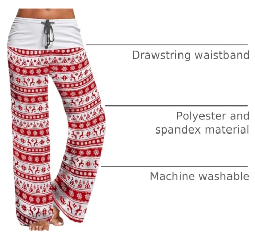Image of iChunhua Women's Comfy Stretch Floral Print Drawstring Palazzo Wide Leg Lounge Pant