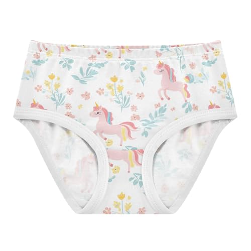 Wusikd Cute Unicorns Girls' Underwear Cotton Flower Girls Briefs Soft Toddler Underwear 2T