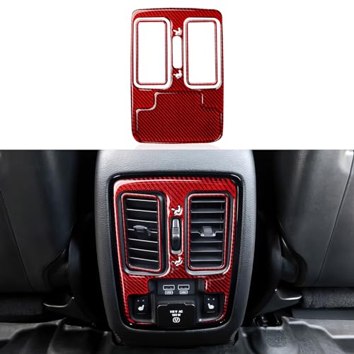 Image of Rear A /C Air Outlet Vent Cover Decals for 2011-2024 Dodge Durango Accessories Carbon Fiber Interior Stickers, Red