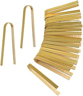 LUTER 20pcs Wooden Tongs Disposable Cooking Utensils Mini Bamboo Tongs Natural Toast Tongs for Cooking