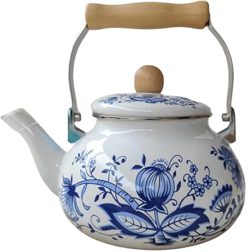 エナメルティーケトル やかん 2.5L ティーポット ケトル ホーロー コーヒー ポット お茶 花柄 多用途 耐久性 ハンドル付き 飲料水差し コーヒーポット 復古 大容量 ウォーターピッチ 調理器 ガスコンロ IH対応 パーティー キッチン 喫茶店 家庭