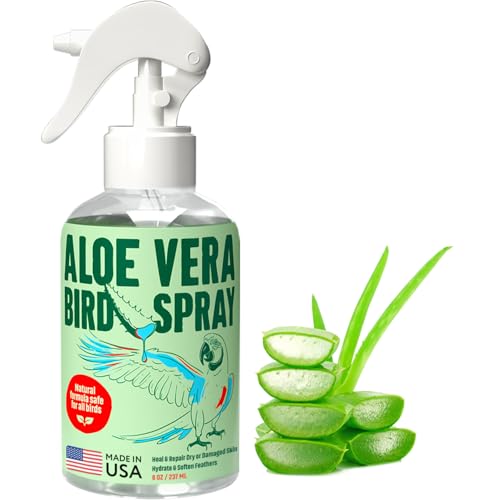 Samorillo Aloe Vera Bird Spray - 8.5oz/251mL - [Made in USA] - Non-Toxic Bird Bath Relieves Dry/Itchy Skin & Softens Feathers - Safe & Effective for All Birds - Promote Healthy Plumage - Odor-Free