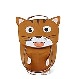 Affenzahn Kleiner Freund Kindergarten-Rucksack für 1-3 Jährige Ergonomisch Reflektierend Ziehzunge mit Namensschild Katze - Braun