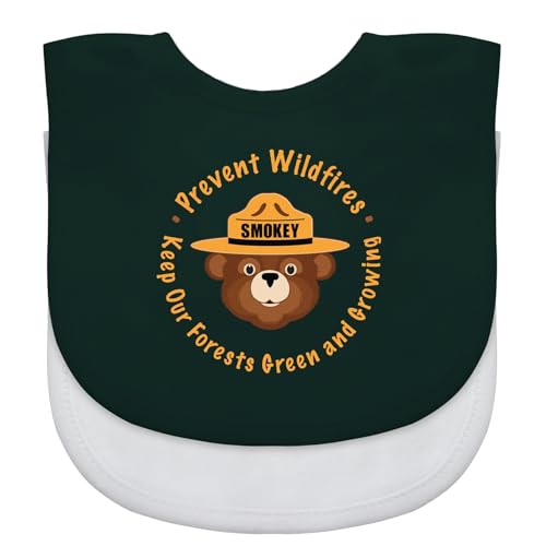 Smokey Bear Baby Bibs 2-Pack - Premium Quality, Educational, and Fun Activity for Kids and Families - Great Gift Idea for Holidays, Birthdays, and Everyday Playtime – Soft Silicone Baby Bib with Team