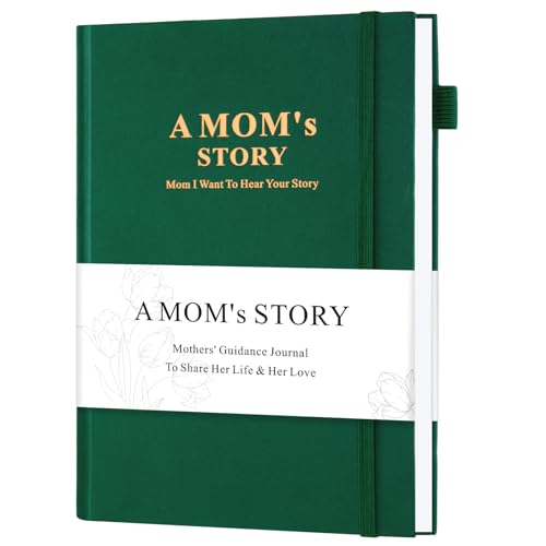 JUBTIC Mom's Memory Journal: Linen Hardcover Edition with 200+ Guided Questions - A Cherished Keepsake to Share Her Life Story, Perfect Gift for Mom's Birthday, Mother's Day & Christmas (Green)