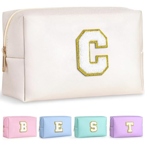 TOPEAST Gifts for Friends Female Mom, Cute Makeup Bag Small Pink Cosmetic Bag Travel Toiletry Bag, Personalized Birthday Gift for Women Girl, Preppy Travel Stuff for Girls (White C) by TOPEAST - Used condition - US$10.48