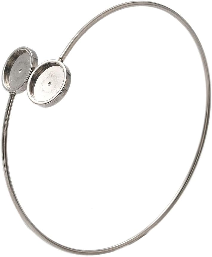 LiQunSweet Cabochon Bases Bezel 304 Stainless Steel Cuff Blank Bangle for DIY Jewelry Bracelets Making Supplies Decoration