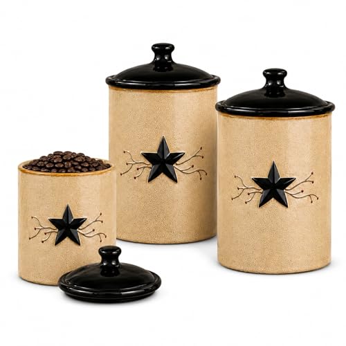 Park Designs Stoneware Star Vine 3 Piece Canister Set |