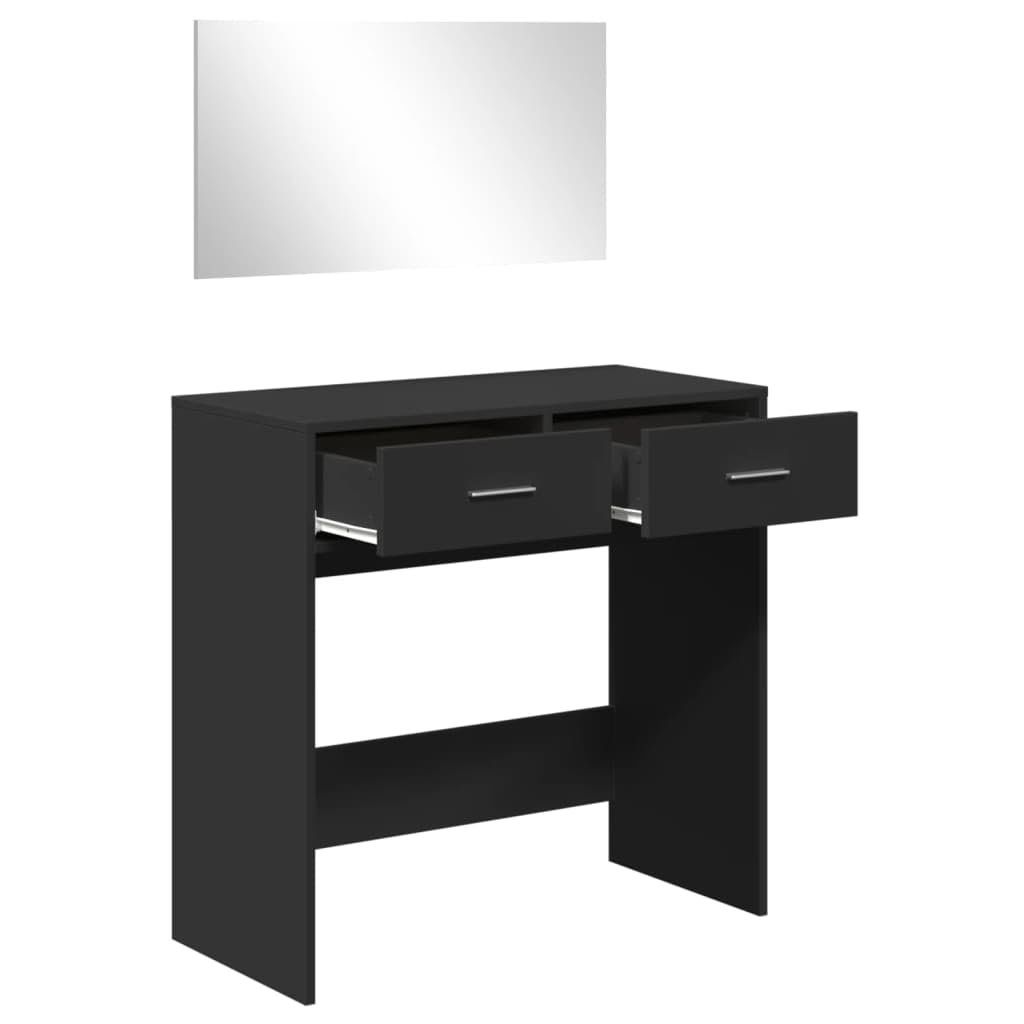 Schminktisch mit Spiegel Schwarz 80x39x80 cm Make-up Tisch Kosmetiktisch Konsole für Schlafzimmer Badezimmer Mit Stauraum und Wandhalterung