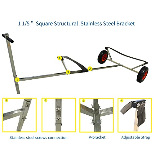 Stainless Steel Boat Launching Dolly For Inflatable With 16” Wheels Hand Trailer #TOP3