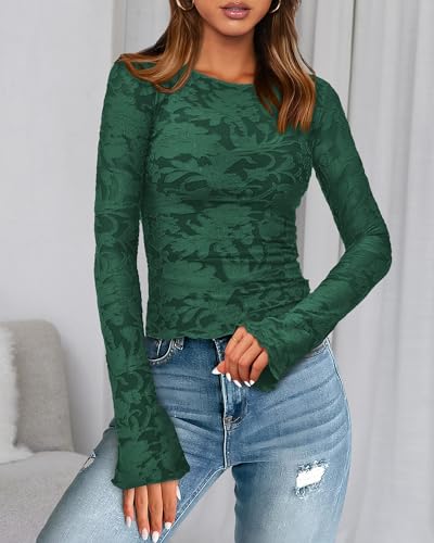 BTFBM Casual Long Sleeve Shirts Fall 2025 Going Out Tops for Women Trendy Floral Work Blouses Bodycon Tunics