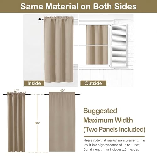 Image of Blackout Curtains for Bedroom 84 Inch Length 2 Panels Set, Thermal Insulated Curtains for Nursery Room, Rod Pocket Window Drapes for Patio French Door Front Door, 2x40Wx84L, Biscotti Beige