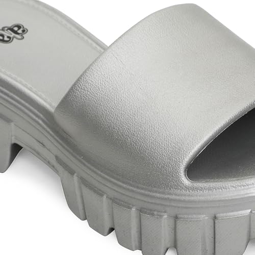 Image of Liberty A-HA LB46-01E Casual Sandal for Women - Grey, Dark Grey & Yellow | Comfortable EVA Sole and Cushioned Footbed | Durable Summer Footwear for Outdoor | Ideal for Everyday Wear