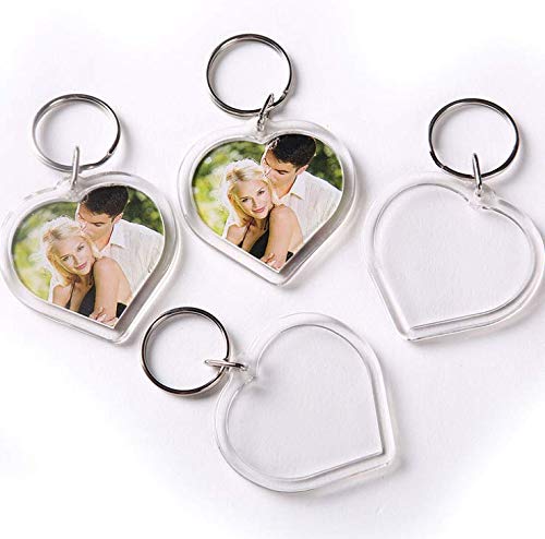 QUUPY 25PCS Clear Acrylic Heart Shape Blank Photo Keychains Photo Frame Keychain Keyring Insert Personalized Picture Snapin Keychain for Family Gifts - Image 4