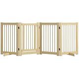 PawHut Barrera de Seguridad Perros de Madera Plegable 204x36x75 cm Natural