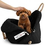 Borsa per cani piccola taglia, trasportino per cani auto, borsa per chihuahua, trasportino per gatti, trasportino cane auto 5 kg, borsa porta cane (Nero, Media)