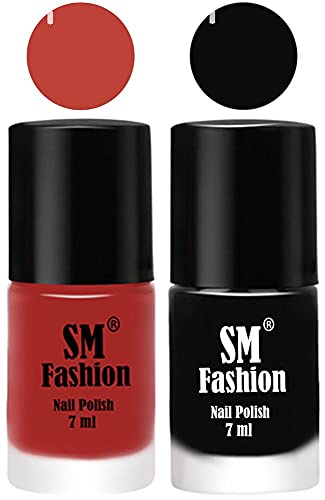 Image of Long Lasting Nail Polish | Nail Paint Combo 7 ml Each) - Set of 2 Dark Nude-Black