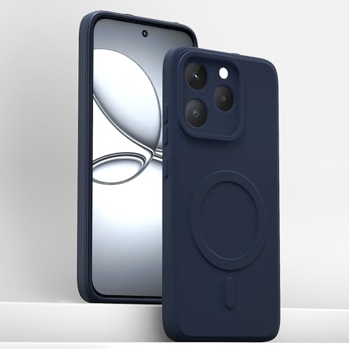 Image of Outlouders Back Cover for Realme 15T 5G / Realme Narzo 90 5G Soft Matte Silicone Cover with Slim Fit | Mag-Safe Logo (Not Mag-Safe Compatible) | Shockproof | Camera Protection Bumper Case (Blue)