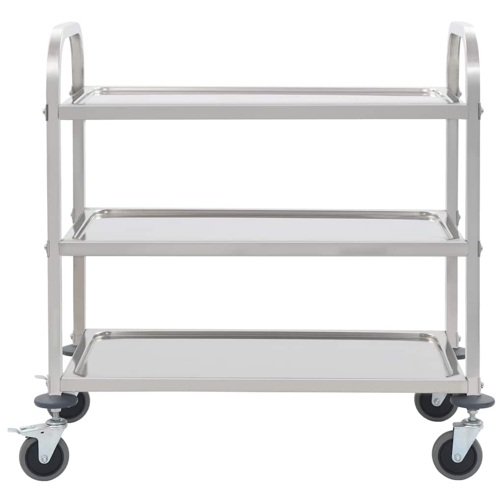 Carro de cocina de 3 niveles 95x45x83,5 cm de acero inoxidable