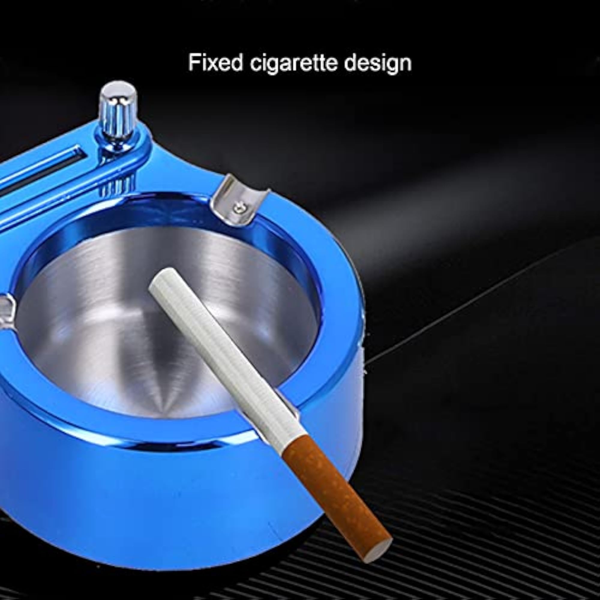 Durable Lighter Ashtray with 3 Slots, Blue
