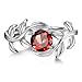 Yaresul Adjustable Branch Leaf Ruby Ring for Women 925 Sterling Silver Created Ruby Stackable Statement Ring 4-Prong Setting Anniversary Valentines Band Width 2.25mm Open Size 5-9