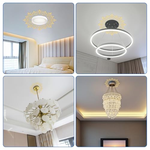 Image of INCREWAY 1 Set Self-Adhesive Acrylic Lamp Decoration Wall Sticker Set Gold Ceiling Lamp Art Decorative Wall Sticker No Drill Lamp Base Decorations for Led Light in Bedrooms and Living Rooms