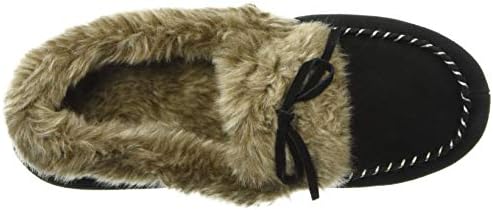 Acorn Women's Cozy Faux Fur Moc Slipper with memory foam and plush suede upper, Black, 9.5-10.5 | Image 4