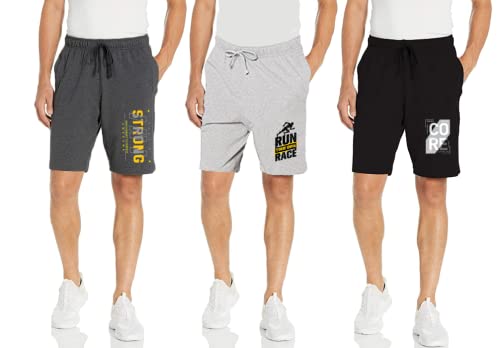 Image of KART BLACK Plus Sizes Men's Cotton Regular Fit Shorts (Pack of 3)