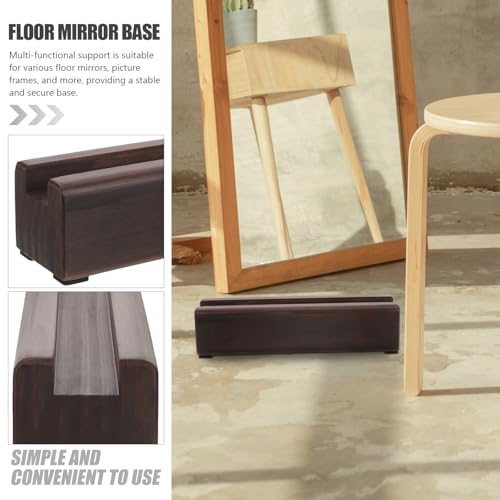 Support pour miroir sur pied bois antidérapant avec base stable - 4