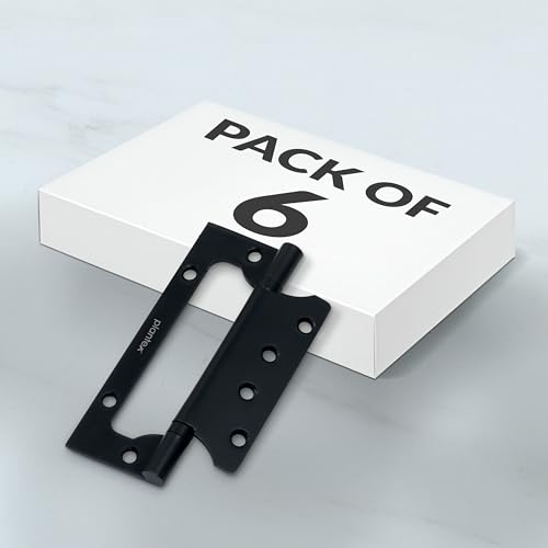 Image of Plantex Butterfly Hinges for Door /Stainless Steel Door Hinges /5 Inch x 14 Gauge Hinge /2.5 mm Hinges for Home /Office /Hotel /Non-Mortise Hinge - Pack of 6 (Black)