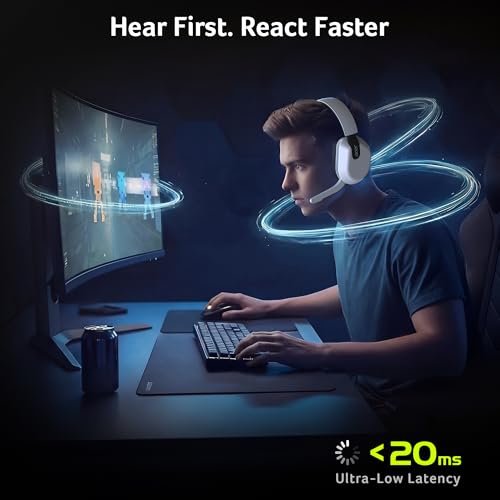 Acer Wireless Gaming Headset for PS5, 2.4GHz & Bluetooth 6.0 Gaming Headphone with Flip-to-Mute Mic, Lightweight, 70H Battery, Compatible with PS4/PC/Switch - White - image 4