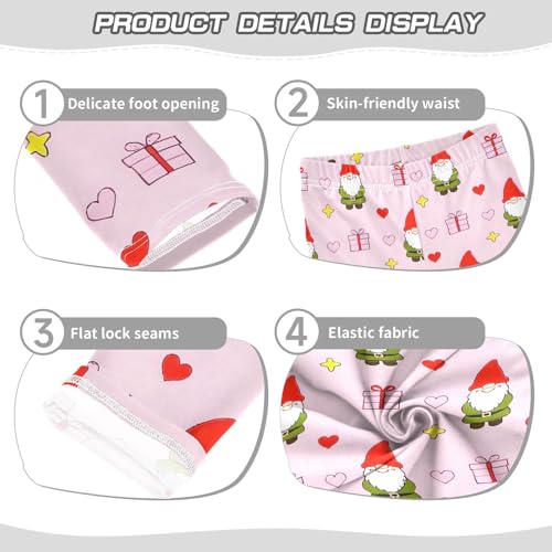 Valentines Day Gnome Pink Girls Leggings Soft Stretch Workout Yoga Dance Pants for Kids Casual Tights3
