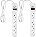 AmazonBasics 6-Outlet Surge Protector Power Strip 2-Pack, 2-Foot Long Cord, 200 Joule - White