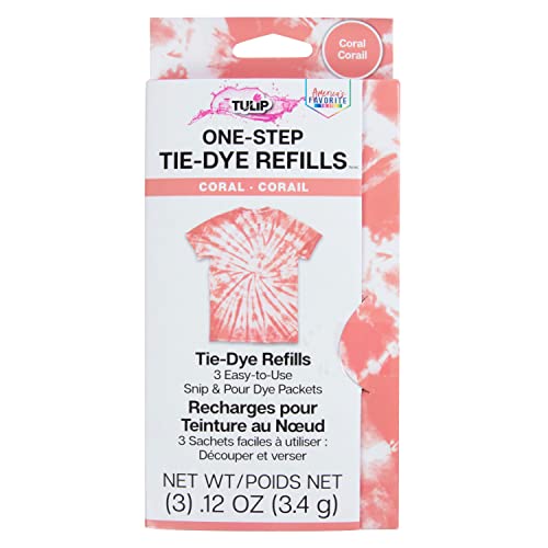 Tulip One-Step Tie-Dye Kit , 3 Fabric Dye Refill Packs, Packs, Coral
