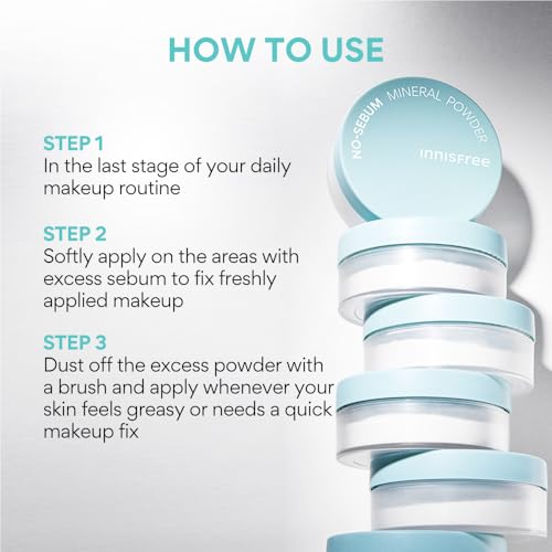 innisfree No Sebum Mineral Natural Powder 5 Grams For Oil Control For Oily Skin, Makeup Fixer & Reduces Hair Greasiness-3 In 1 Power, Korean Makeup - Image 5