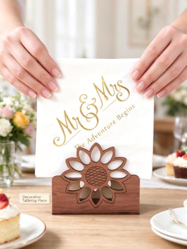ChayWillow Wooden Sunflower Napkin Holder Rustic Hollow-Cut Design | Farmhouse Style, Natural Wood, Tabletop Organizer, Kitchen & Dining Use, Wedding & Party Decor - image 5