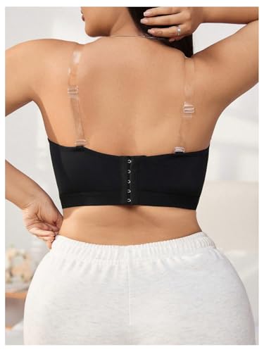 SOLY HUX Women's Plus Size Strapless Seamless Bra Wireless Bandeau Bralette with Transparent Straps2