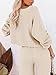 Pink Queen Women's 2 Piece Knit Sweatsuit Puff Sleeve Cropped Sweater Top and Long Pants Tracksuit Lounge Set Beige S