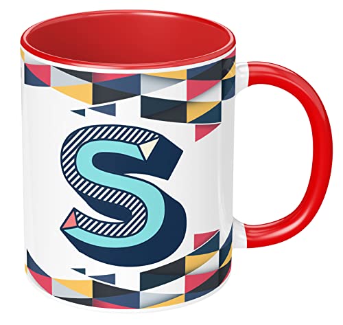 Image of 3D Colorful Alphabet Letter S Printed Coffee Mug For Girls Boys Friends Love Kids Best Gift For Birthday Anniversary Initial Letter S (Microwave Safe Ceramic Tea Coffee Mug-350ml) - ABV3TM2 118