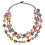 SAFIGLE Collar bohemio tejido a mano para mujer, concha de coco y cuentas de madera, colgante retro de joyería de playa para uso casual y formal, color aleatorio
