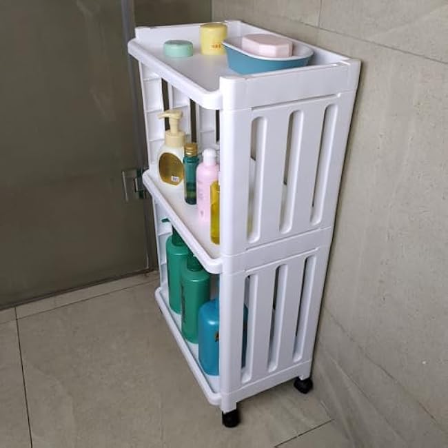 3 Tier Rolling Storage Cart Organizer Shelf on Wheels Movable Organization Rack with Wheels Shelving Unit Trolley for Bathroom Laundry Room Office Utility Cart (Taller Size)-RjQNNXez