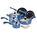 Paula Deen Signature Porcelain Nonstick 15-Piece Cookware Set, Blueberry Speckle