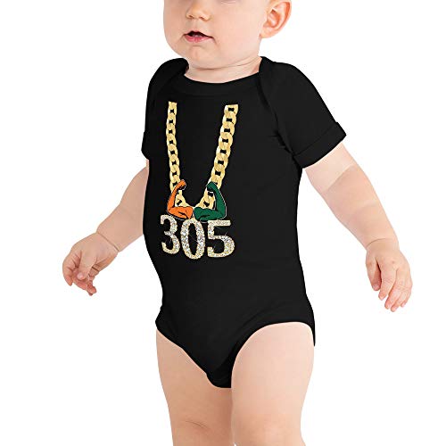 Image of Delsee Miami Football 305 Funny Turnover Fan Gold Sport Chain Baby Infant Onesie T-Shirt