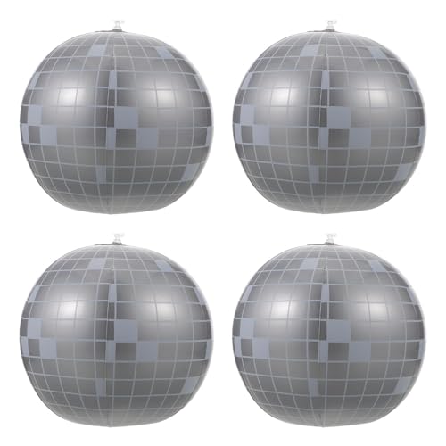 Boules Disco Gonflables Rondes en Pvc, Lot de 4 Argentées Rétro