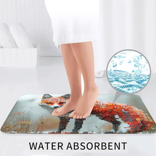 Alfombras de baño de microfibra Pixel Fox juego premium de 3 piezas textil suave para inodoro 7