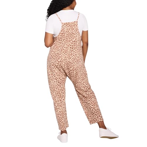 Motherhood Maternity Women's Casual Baggy Sleeveless V-Neck Pregnancy Romper Jumpsuit with Loose Spaghetti Straps and Pockets, Cheetah Print, Small by Motherhood Maternity - Image 4