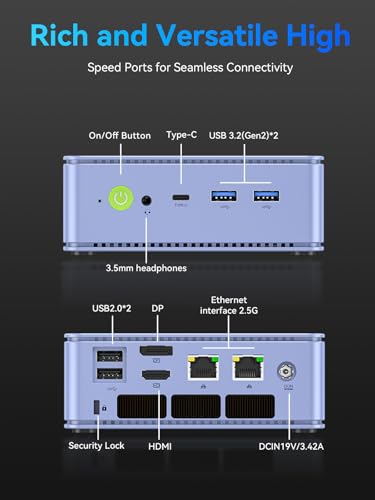 Image of GMKtec M5 Ultra Gaming Mini PC Ryzen 7 7730U (Upgraded 7430U / 5825U), 32GB RAM 512GB SSD Dual NIC LAN 2.5GbE Desktop Computers, Triple 4K Display, WiFi 6E, USB-C, BT 5.2, DP, HDMI 2.0 Blue
