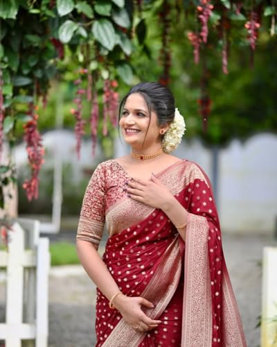 Image of Women's Kanjivaram Soft Silk Banarasi Saree With Blouse Piece | Banarasi Sari For Women | Saree with Blosepiece