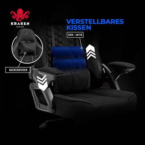 KRAKEN CHAIRS Silla Gaming Tela Transpirable - Negro - Sillas Gamer Reclinable - Ergonómica Silla de Oficina - Regulable en Altura con Soporte Lumbar y Reposacabezas - Cadeiras Gaming para Adulto - imagen 13