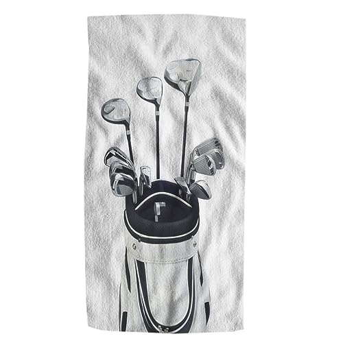 Pehede Golf Clubs Hand Towel Golf Clubs and White BagWhite Background Soft Guest Face Bath Towel Bathroom Decorations Thin Kitchen Tea Dish Towels 15 x 30 inch